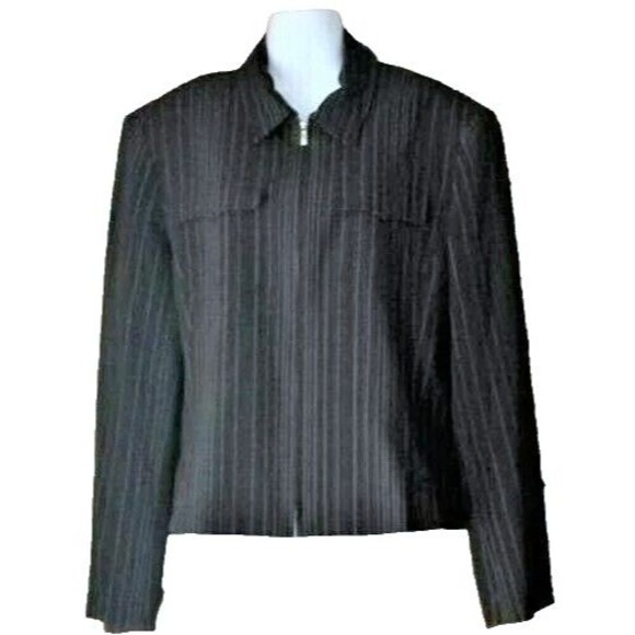 Evan Picone Black & White Pin Stripes Blazer Full Zip Women's Sz 16 NWT - Picture 2 of 7